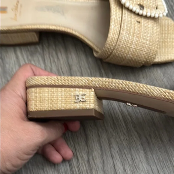 Sam Edelman Tan Slide Sandals with Woven Strap - Picture 6 of 6